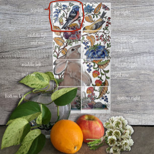 De Cerâmica Rabbit Jacobean Azulejo Floral Mural 8pc L Linha 1