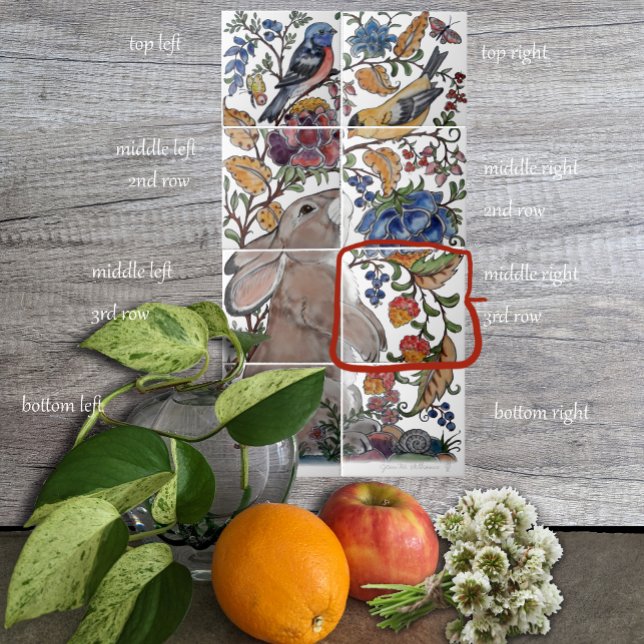 De Cerâmica Rabbit Jacobean Azulejo Floral Mural 8pc R Linha3 (Criador carregado)