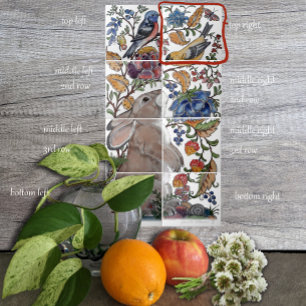 De Cerâmica Rabbit Jacobean Azulejo Floral Mural 8pc R Linha 1