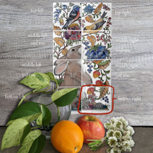 De Cerâmica Rabbit Jacobean Azulejo Floral Mural 8pc R Linha 4
