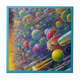 De Cerâmica Raça Espacial azulejo cerâmico pequeno