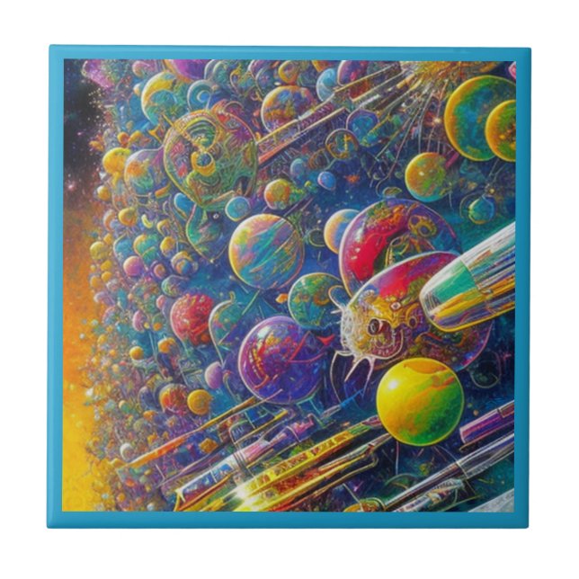 De Cerâmica Raça Espacial azulejo cerâmico pequeno (Frente)