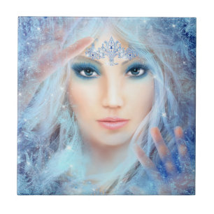 De Cerâmica Rainha da neve do Azulejo cerâmico. Linda mulher d