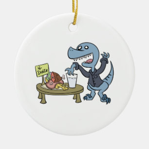 De Cerâmica Raptor com o ornamento dos deleites do papai noel