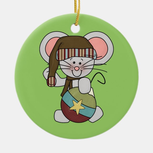 De Cerâmica Rato do Natal com ornamento (Frente)