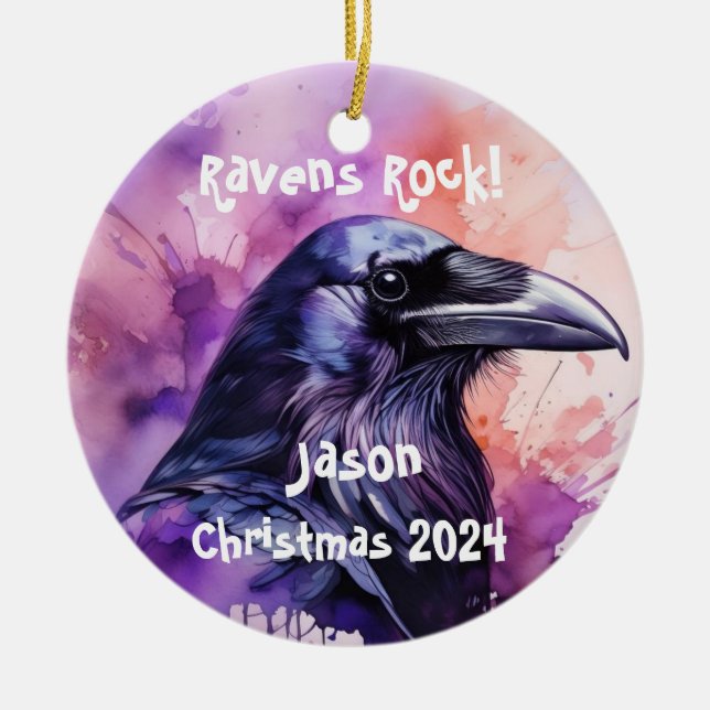 De Cerâmica Raven - Ornamento Personalizado (Frente)