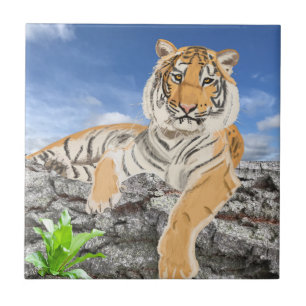 De Cerâmica Reclinando o Azulejo cerâmico do Tigre