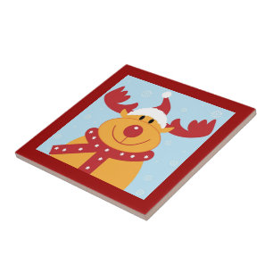 De Cerâmica Reindeer Christmas Azulejo Trivet