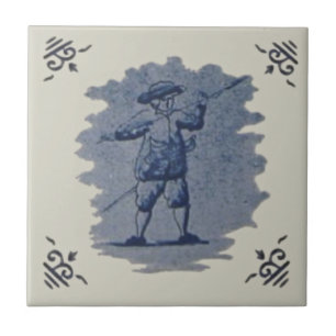De Cerâmica Repro Antique Azulejo Figural Azul Delft Holandês