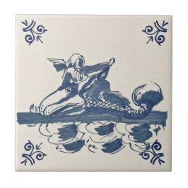 De Cerâmica Repro Antique Blue Delft Azulejo Angel Fish Ocean