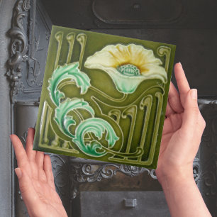 De Cerâmica Repro Art Nouveau Azulejo Floral