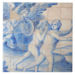De Cerâmica Repro Delft Azulejo Adam e Eve Expulsão