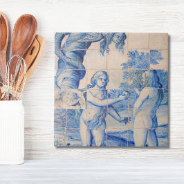 De Cerâmica Repro Delft Azulejo Adam e Eve Picturesque cena