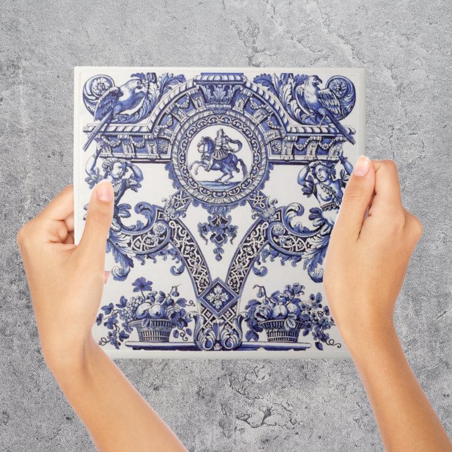De Cerâmica Repro Delft Azulejo Blue Royalty Bust (Vintage repro dutch delft blue tile)