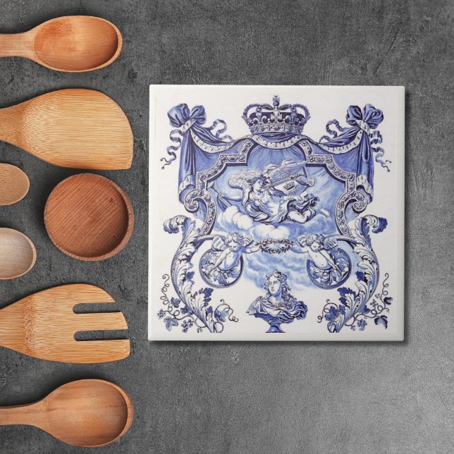 De Cerâmica Repro Delft Azulejo Blue Royalty Bust (Repro Delft Tile Blue Royalty Bust
)