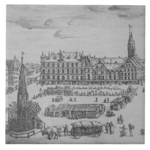 De Cerâmica Repro Delft Azulejo Nuremberg Town Square Blue