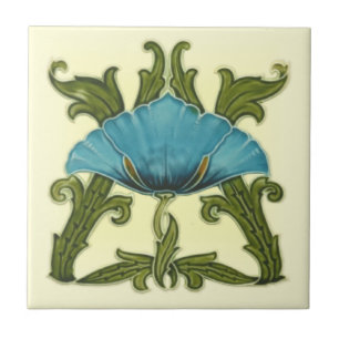De Cerâmica Repro Minton Art Nouveau Azulejo Azul Cerâmico
