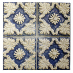 De Cerâmica Repro Português Faux Alivio Azul Azulejo Floral