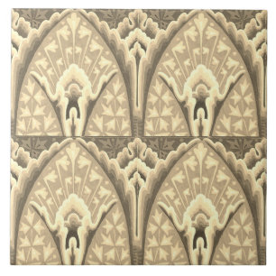 De Cerâmica Repro Vintage Azulejo Floral Neutro Geométrico