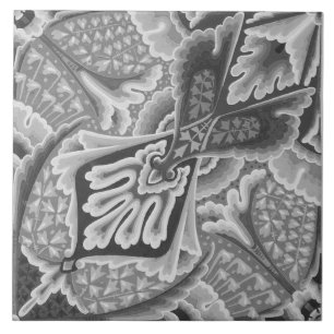 De Cerâmica Repro Vintage Cinzas Geométricas Azulejo Floral
