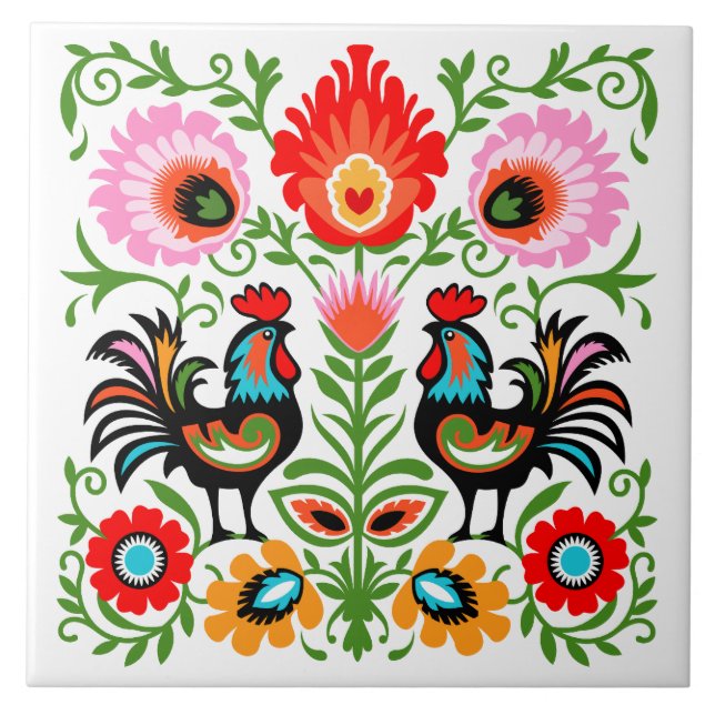 De Cerâmica Rooster Polonês Azulejo (Frente)
