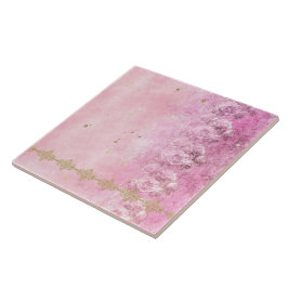 De Cerâmica Rosa Rosas Rosa Damask Grunge - Azulejo