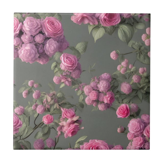 De Cerâmica Rosas Gloriosos Cor-de-rosa Azulejo Cerâmico Decor (Frente)