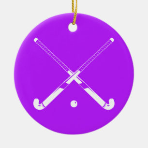 De Cerâmica Roxo do ornamento w/Name do hóquei em campo