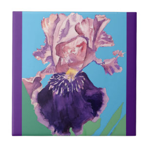 De Cerâmica Roxo Iris Flores aquarelas irradia Azulejo cerâmic