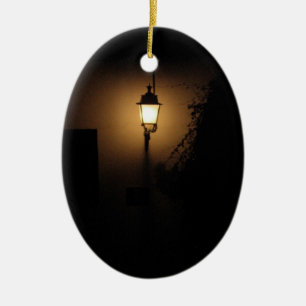 De Cerâmica Rua Lanterna Noturna Ornamento Oval
