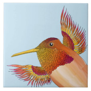 De Cerâmica Rufous Hummingbird em Azulejo cerâmico