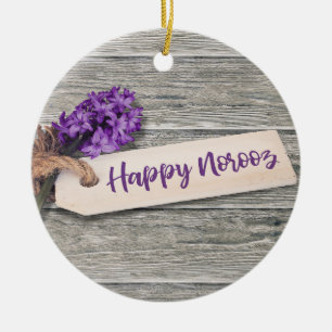 De Cerâmica Rustic Happy Noroz Hyacinth - Ornamento