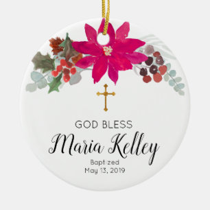 De Cerâmica Santo Floral Personalizado Ornamento Batismo