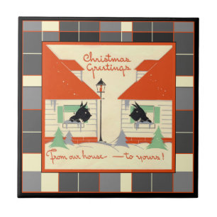 De Cerâmica Scottie Dog Sm. (4,25" x 4,25") Azulejo fotográfi