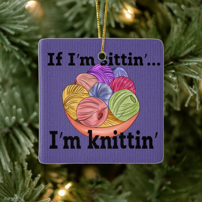 De Cerâmica Se estou sentada, estou tricotando o ornamento cer (Árvore)