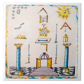 De Cerâmica Século XVIII azul holandês maçónico do azulejo