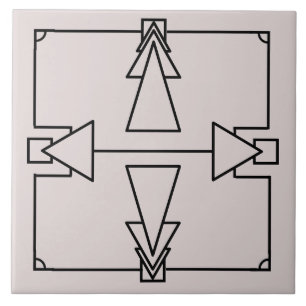 De Cerâmica Seta Dupla Art Deco sobre Azulejo Preto e Prateado