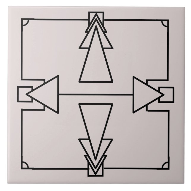 De Cerâmica Seta Dupla Art Deco sobre Azulejo Preto e Prateado (Frente)