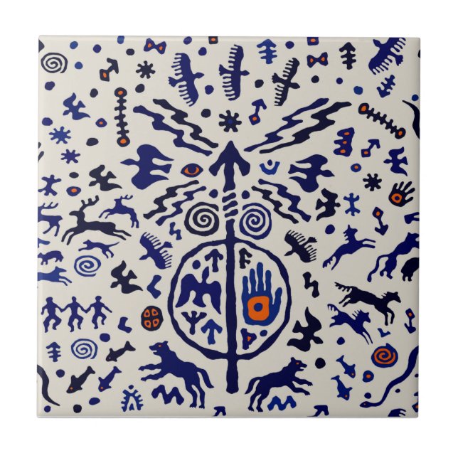 De Cerâmica Shaman Ritual Talisman Azulejo (Frente)