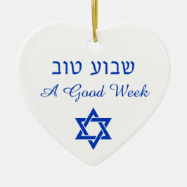De Cerâmica Shavua Tov Boa Semana Bênção Ornamento Judeu