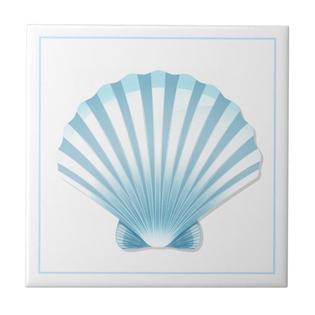 De Cerâmica Shell azulejo Trivet-Blue (Frente)