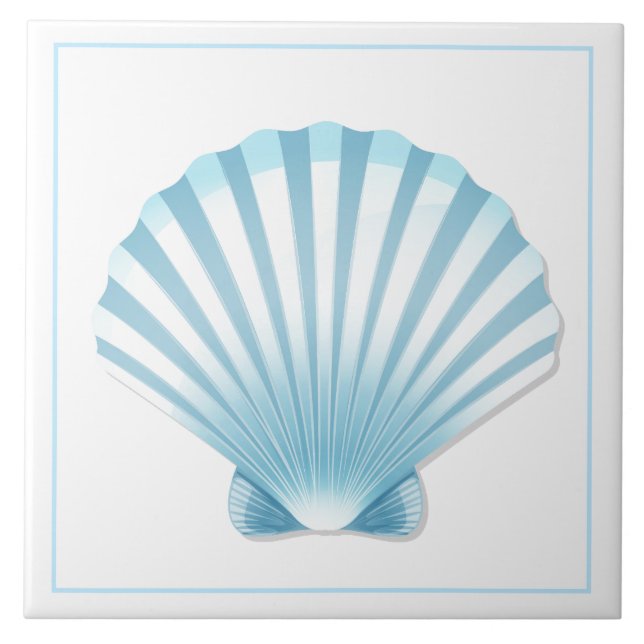 De Cerâmica Shell azulejo Trivet-Blue (Frente)