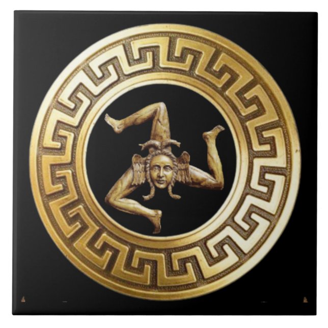 De Cerâmica Sicilia Trinacria Azulejo (Frente)