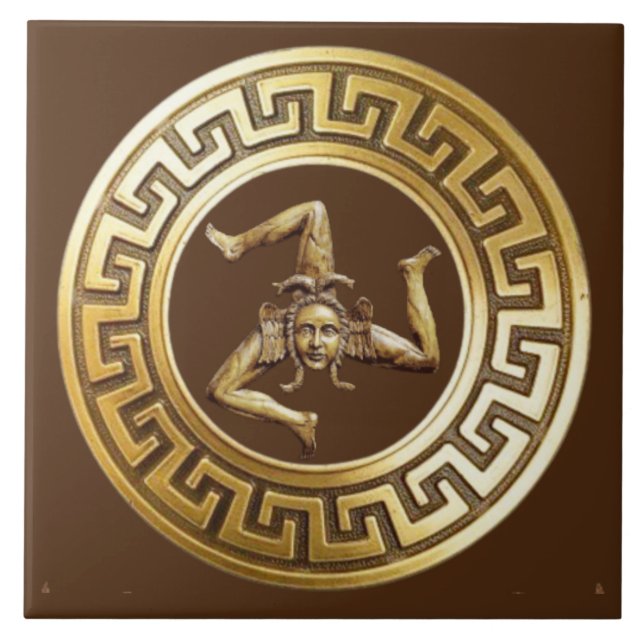 De Cerâmica Sicilia Trinacria Azulejo (Frente)