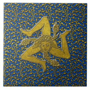 De Cerâmica Siciliana Trinacria Dourada Personalize Azulejo ce