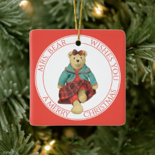 De Cerâmica SRA. Ornamento Quadrado Cerâmico BEAR + Texto