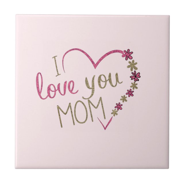 De Cerâmica Sua mãe deu Azulejo e texto no coração - Eu te amo (Frente)