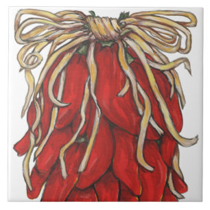 De Cerâmica Sudoeste Vermelho Chile Chili Ristra Top Azulejo H