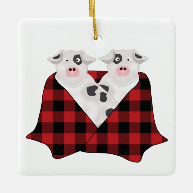 De Cerâmica Suínos em ornamento em Aberto (Frente)