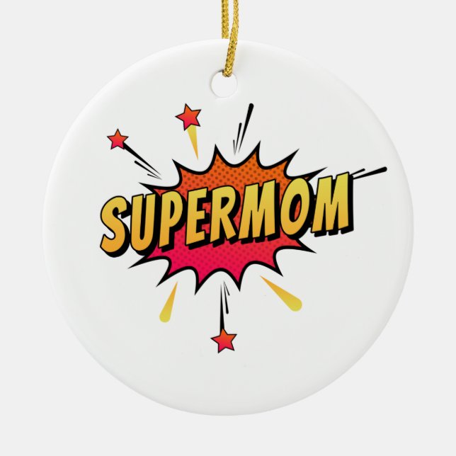 De Cerâmica Super-Mãe Retro Comic Pop Art | Ornamento (Frente)